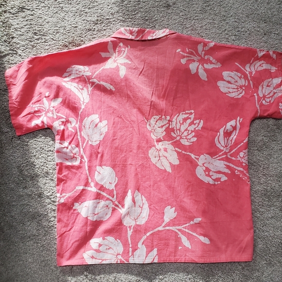 Floral Pink Button-Up Women's Sleep Shirt - Picture 6 of 6